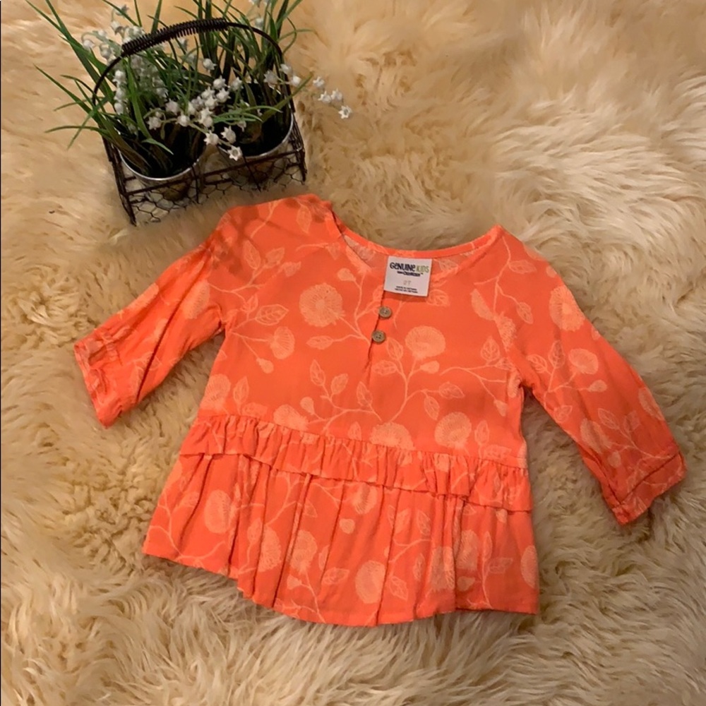 2t orange blouse with buttons